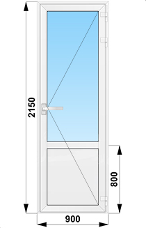 Пластиковые уличные входные двери одностворчатые с глухим низом 900x2150